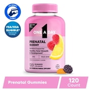 One A Day Prenatal Gummy Vitamins with Folic Acid, DHA, 120 Count