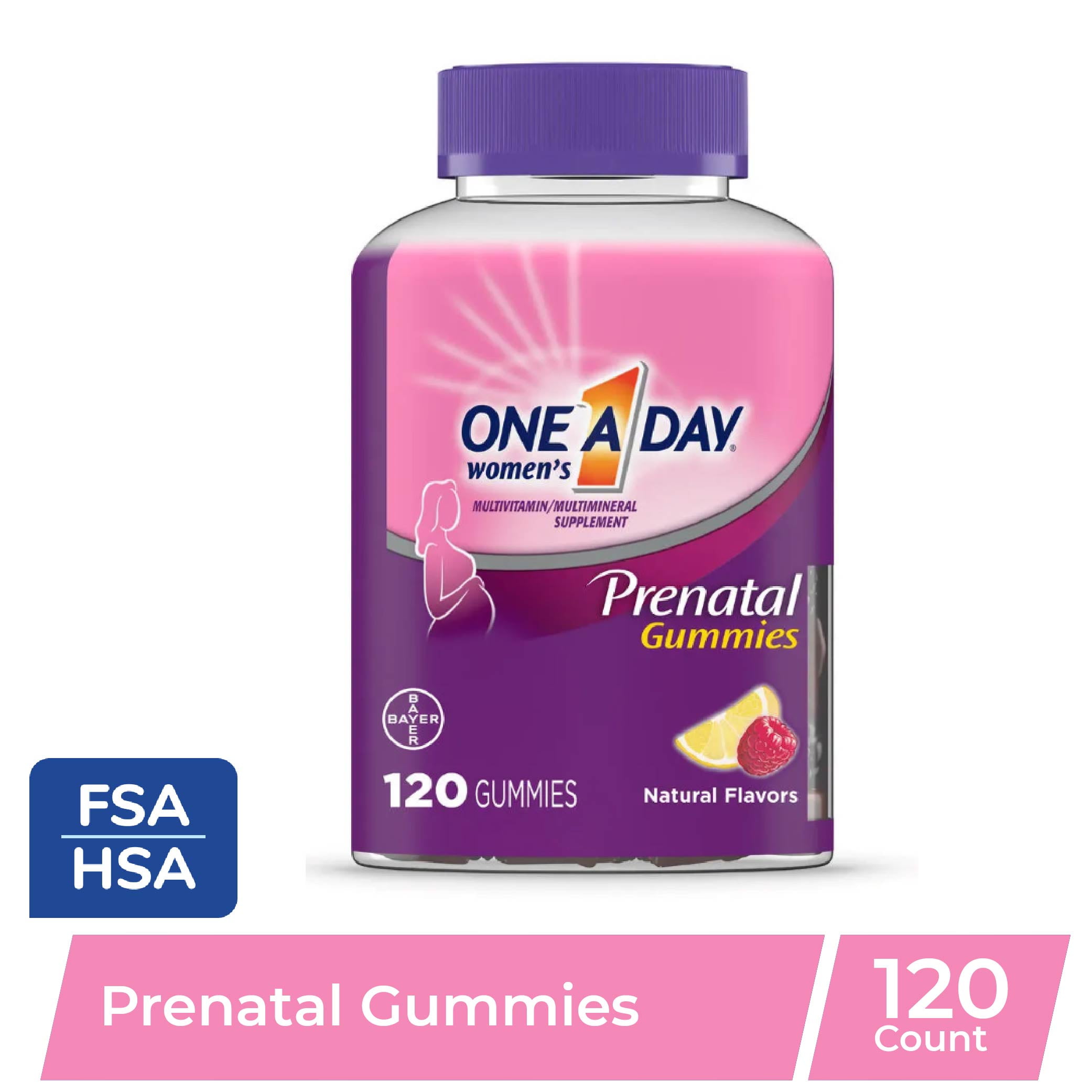 One A Day Women's Prenatal Multivitamin Gummies, Supplement for Before and During Pregnancy, Including Vitamins A, C, D, E, B6, B12, and Folic Acid, 120 Count