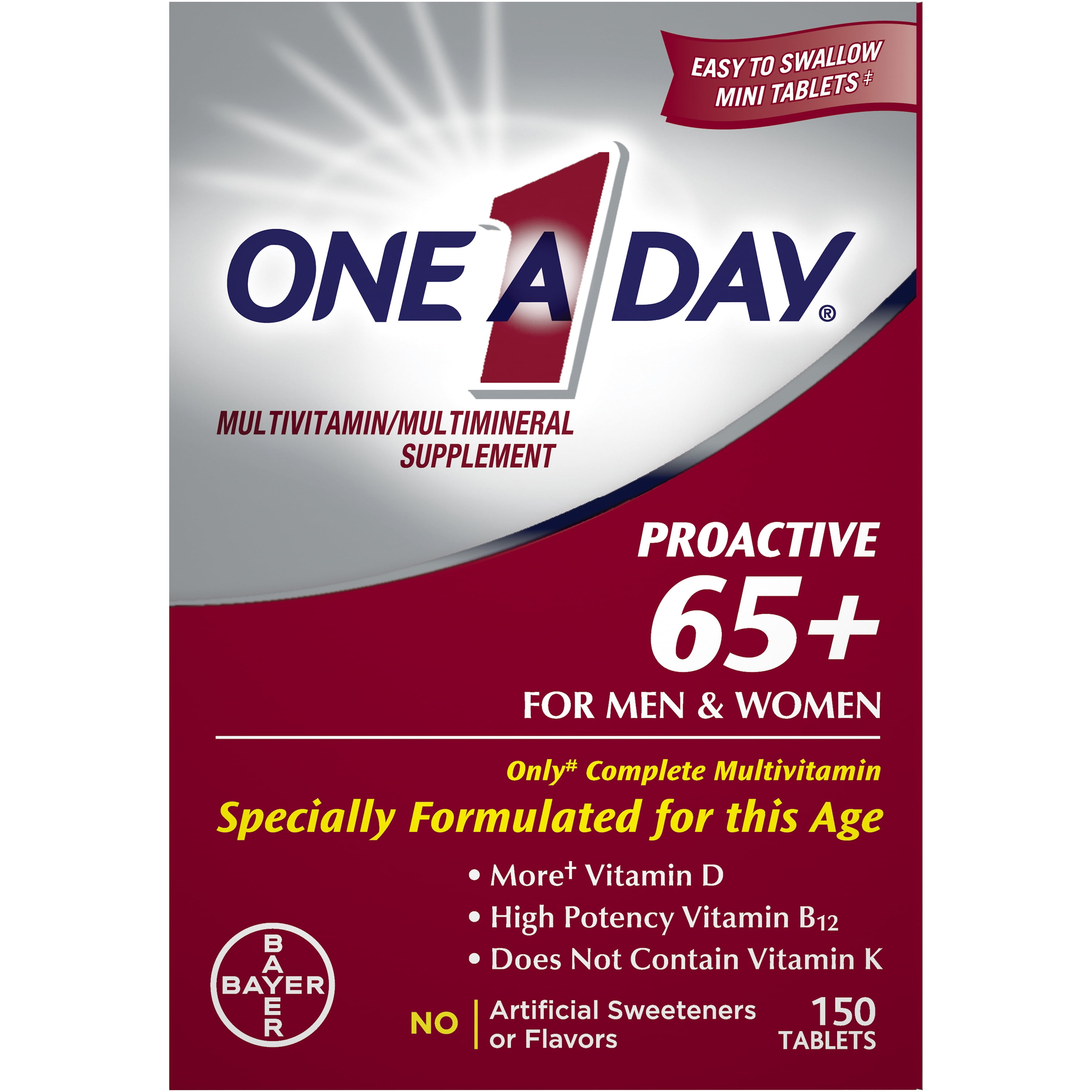 One A Day Proactive 65+ Multivitamin Tablets for Men and Women, 150ct