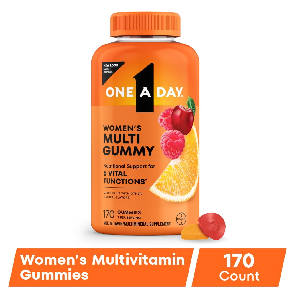 One A Day Womens Multivitamin Gummy with B Vitamins, Biotin, Skin Health Support 170 Count