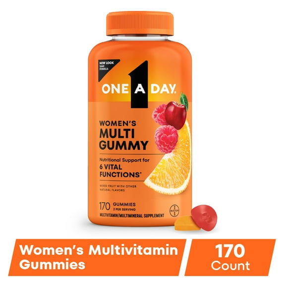 One A Day Womens Multivitamin Gummy with B Vitamins, Biotin, Skin Health Support 170 Count
