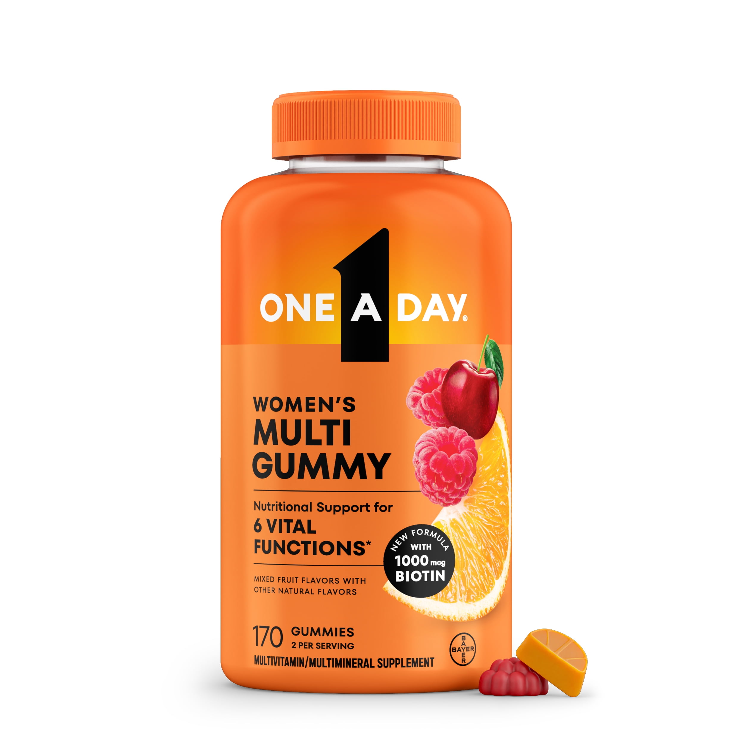One A Day Womens Multivitamin Gummy with 1000mcg Biotin, for Hair, Skin & Nails, 170 Count