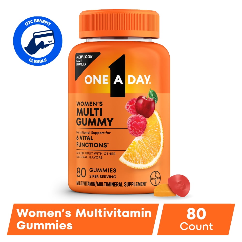 One A Day Womens Multivitamin Gummy with B Vitamins, Biotin, Skin Health Support 80 Count