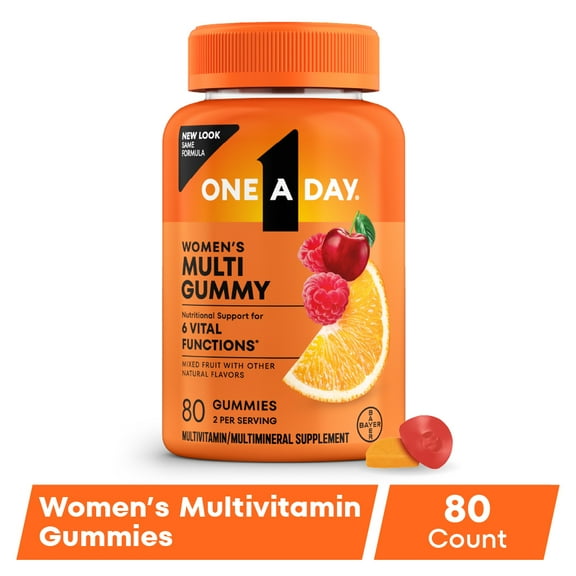 One A Day Womens Multivitamin Gummy with B Vitamins, Biotin, Skin Health Support 80 Count