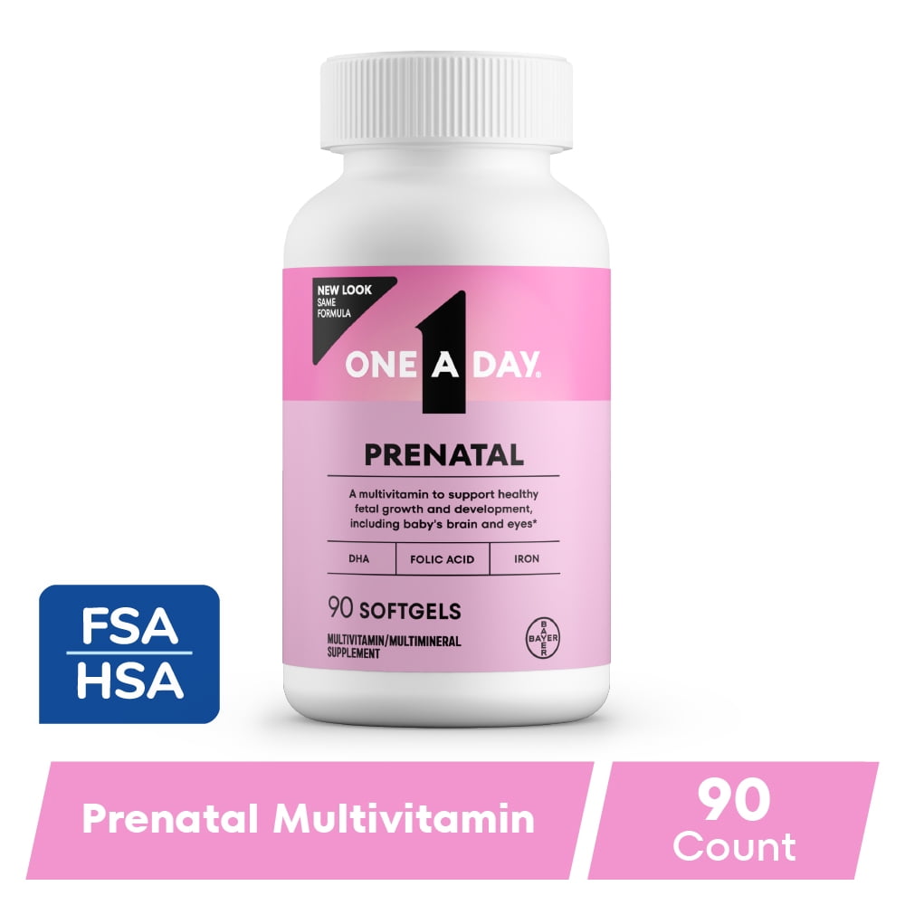 One A Day Prenatal Vitamins, Folic Acid, Iron, Omega 3 (DHA), 90 Count
