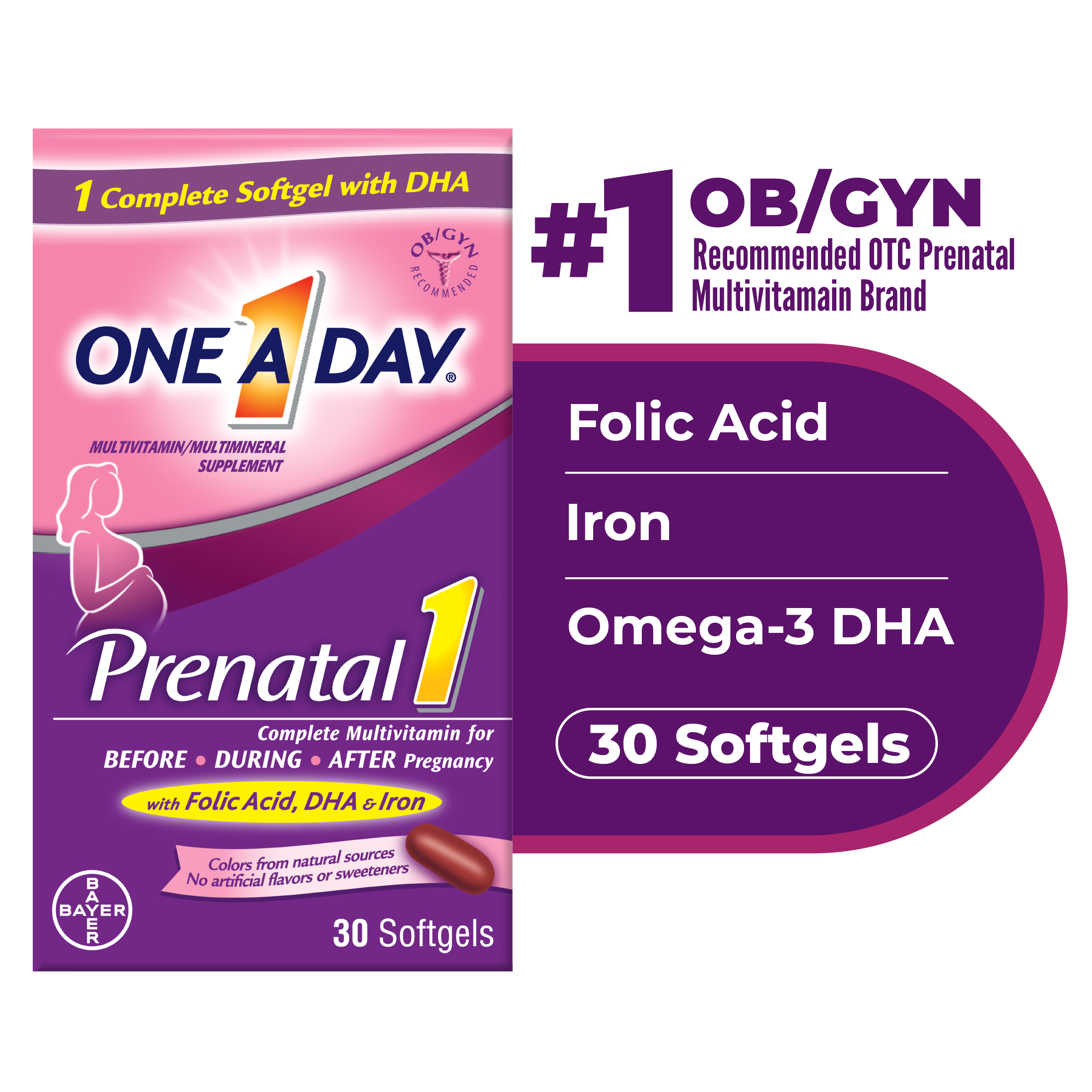 One A Day Women's Prenatal Multivitamin with Folic Acid, DHA and Iron