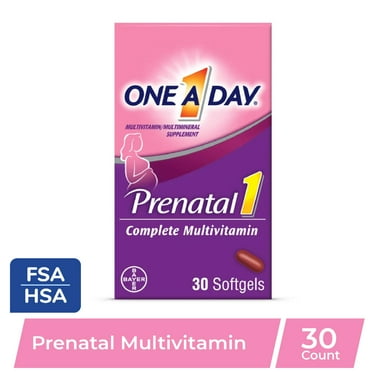 One A Day Women's Prenatal Multivitamin with Folic Acid, DHA and Iron, 30 Ct
