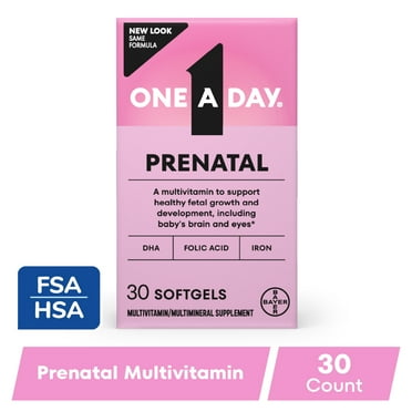 One A Day Women's Prenatal Multivitamin with Folic Acid, DHA and Iron, 30 Ct