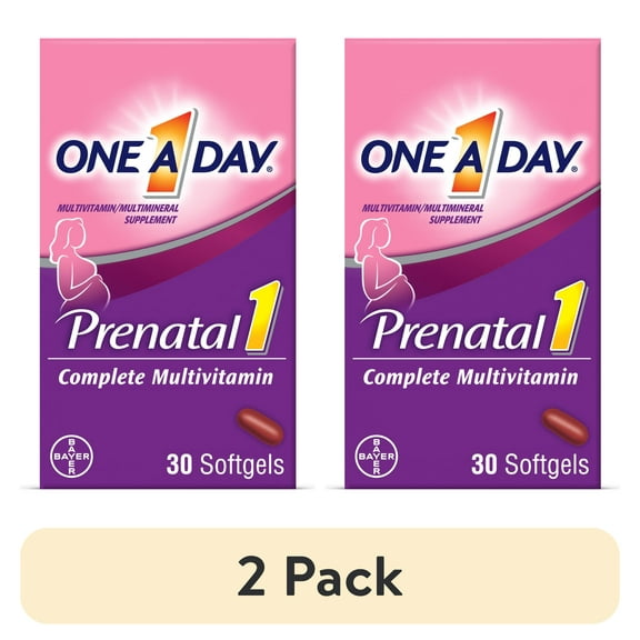 (2 pack) One A Day Women's Prenatal Multivitamin with Folic Acid, DHA and Iron, 30 Ct