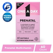 One A Day Womens Prenatal Multivitamin with Folic Acid, DHA and Iron, 60 Ct