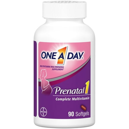 One A Day Women's Prenatal Multivitamin Softgel with Folic Acid, DHA and Iron, 90 Count