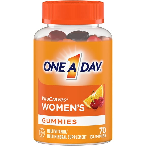 One A Day Women's VitaCraves Multivitamin Gummies, Supplement with Vitamins A, C, E, B6, B12, Calcium, and Vitamin D, 70 ct.