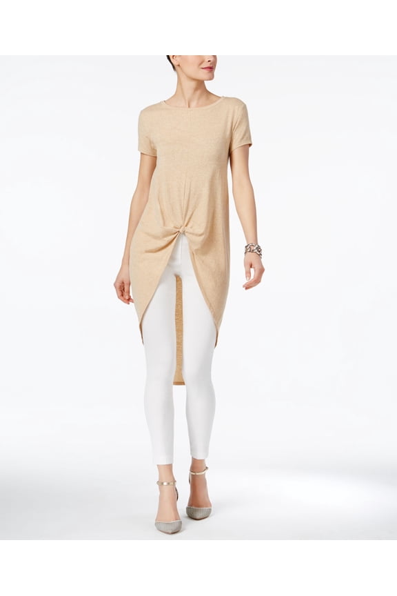 Knotted High Low Top Oatmeal Heather XS