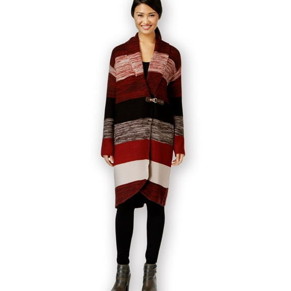 One A Womens Buckled Coat Cardigan Sweater, Red, Small