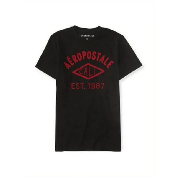 One AEROPOSTALE Men'S Casual T-Shirt, 100% Cotton, Round Neck, Short Sleeved, Black Pattern, Regular Pattern, Non Stretch Knit Fabric