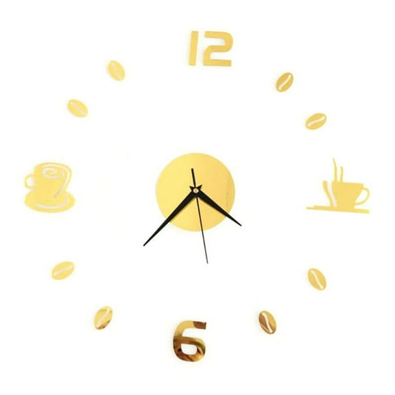 (One) Acrylic Coffee Time Clock-Gold