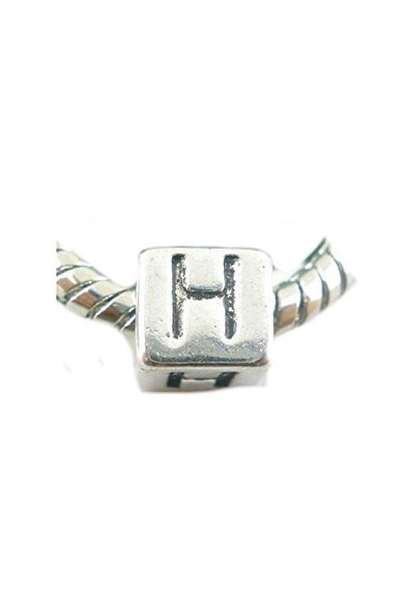 One Alphabet Block Beads Letter H for European Snake Chain Charm Braclets