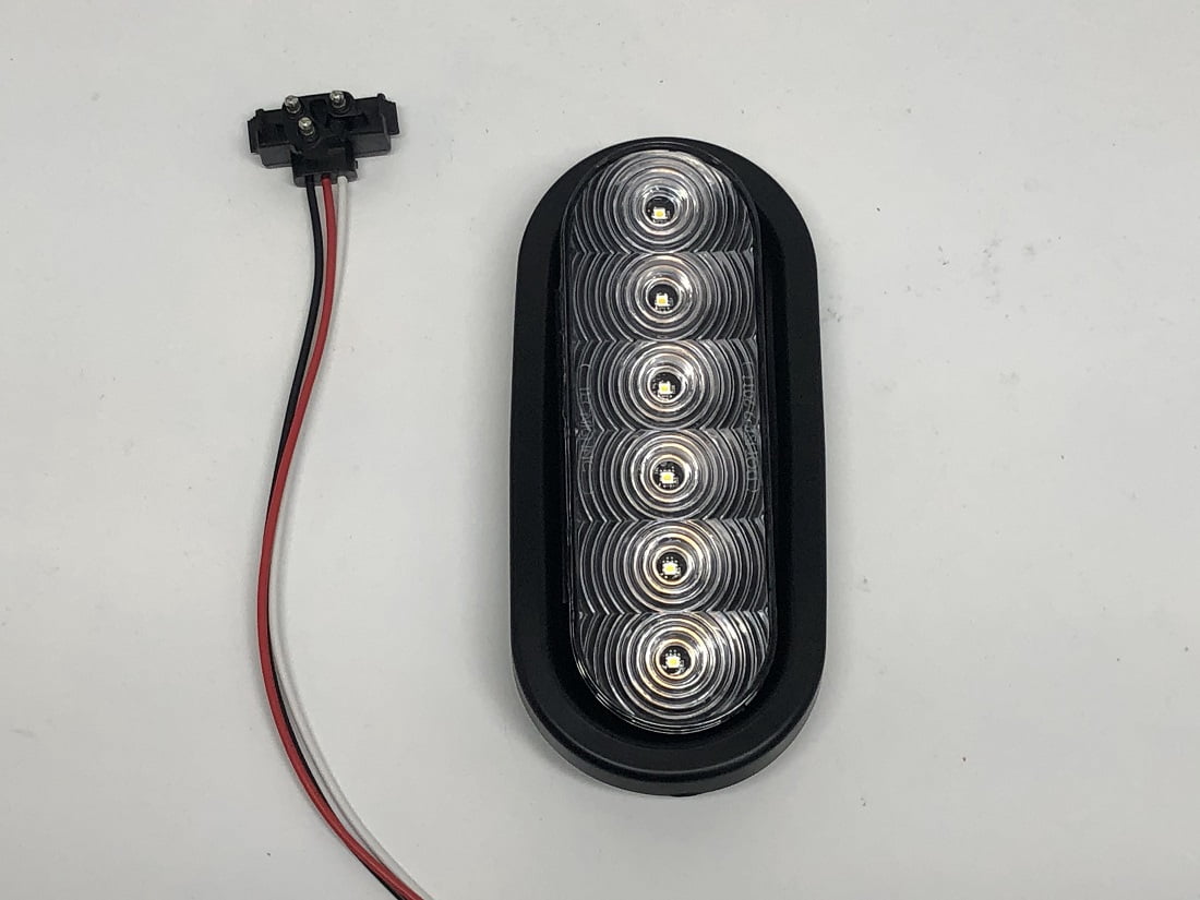 One Amber 6 LED 6" Oval Clear Lens Stop Turn Tail Light Truck Trailer Bus RV