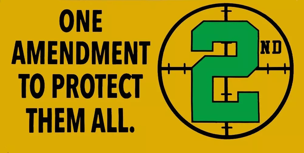 One Amendment To Protect Them All 2nd Yellow Vinyl Decal Bumper Sticker ...