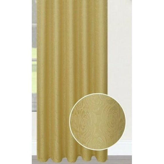 One Angelina Damask Curtain Panel, 54" Wide x 84" Long, Gold