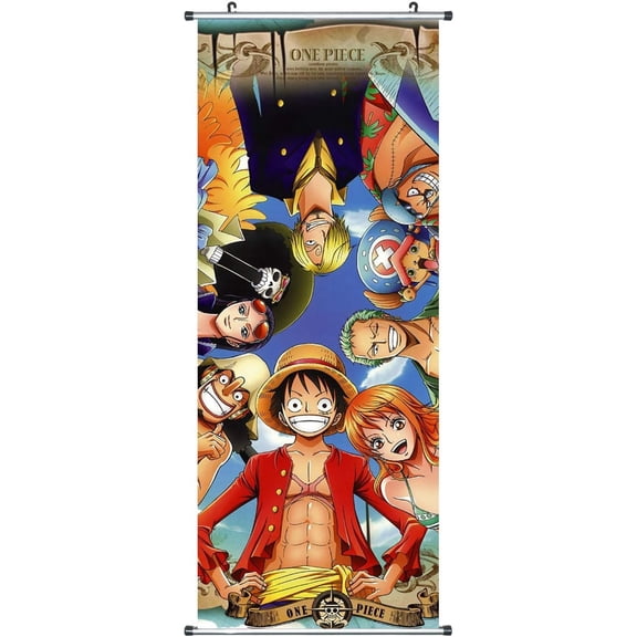 One Anime Piece Wall Scroll, Posters Collection, Decorative Art Print with Hanging Accessories, 29.5" L x 11.8" W