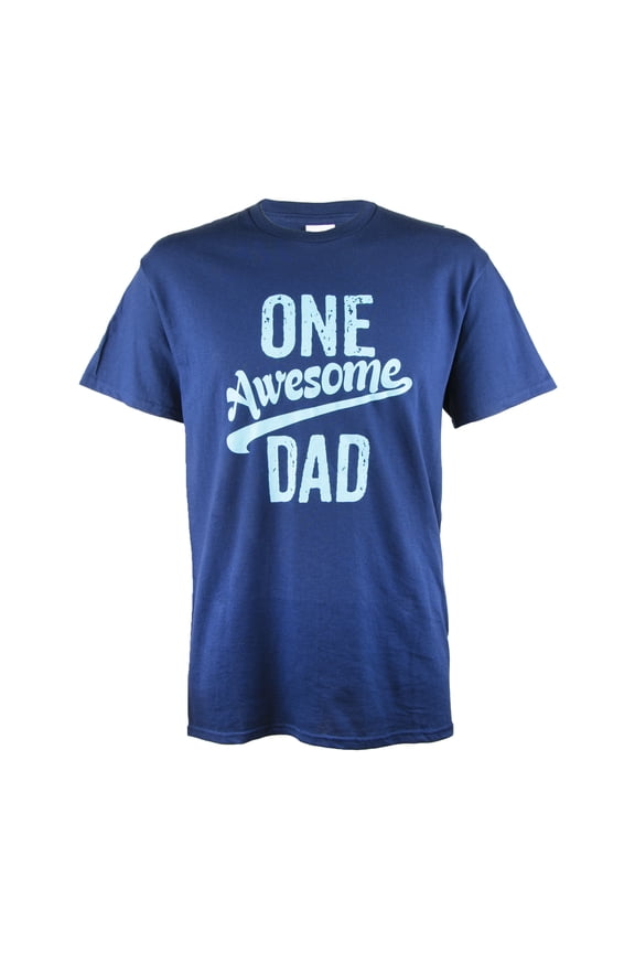 One Awesome Dad Men's Navy Cotton Short Sleeve T-Shirt, Medium