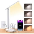 thumbnail image 1 of One Beat LED Small Desk Lamp Power Strip 5ft Extension Cord, 3 Outlets, 4 USB Ports(2 USB C), 4 Modes, 5 Level Touch- Home, Office, Bedroom, Bedside, Study Reading Light, Dorm Room Essentials, White, 1 of 6