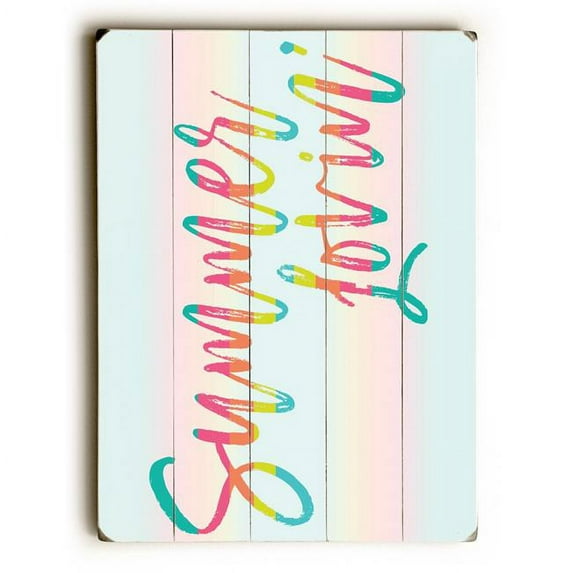 One Bella Casa 86100PW1216 12 x 16 in. Summer Lovin Rainbow Planked Wood Wall Decor