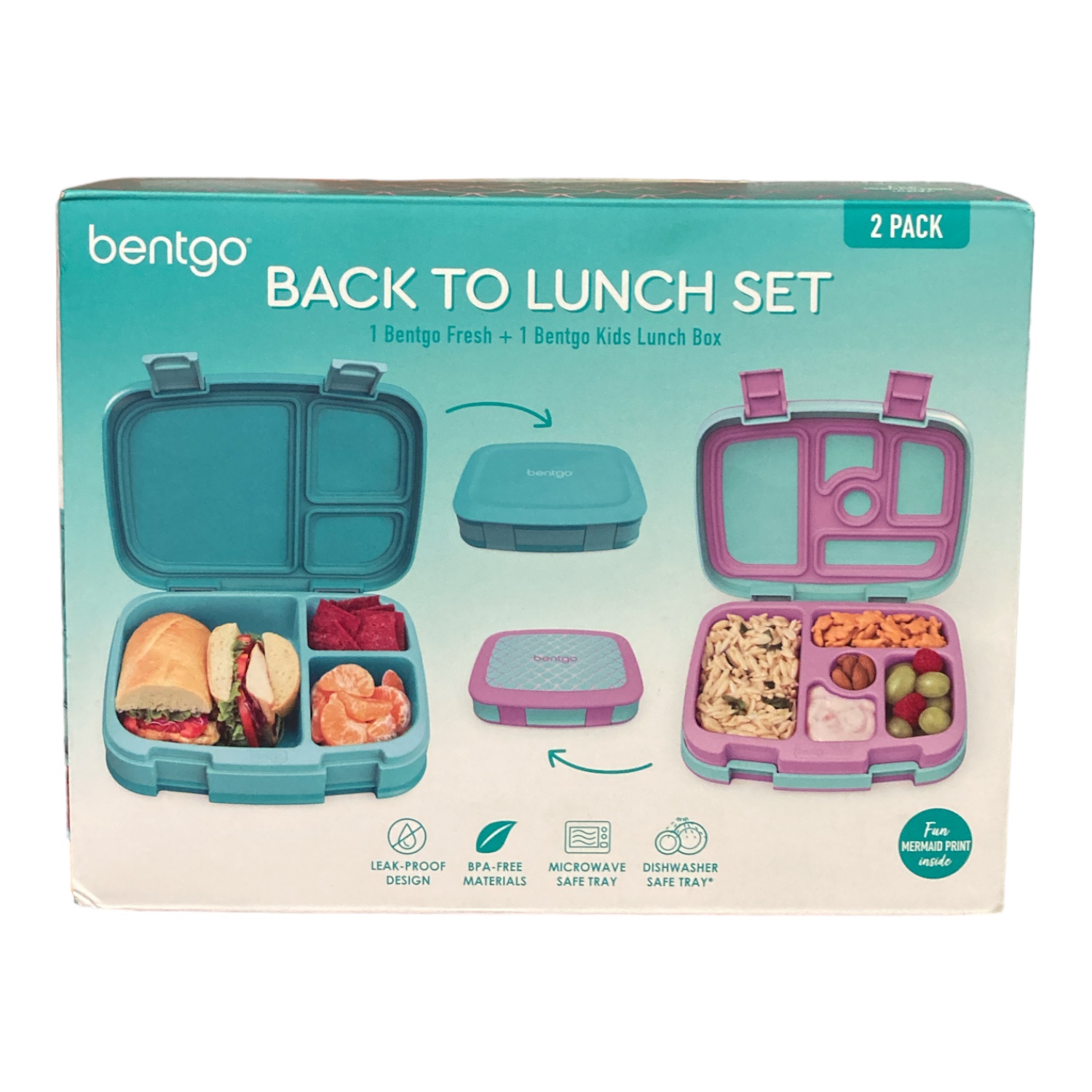 One Bentgo Fresh and One Bentgo Kids Lunch Box (Mermaid)