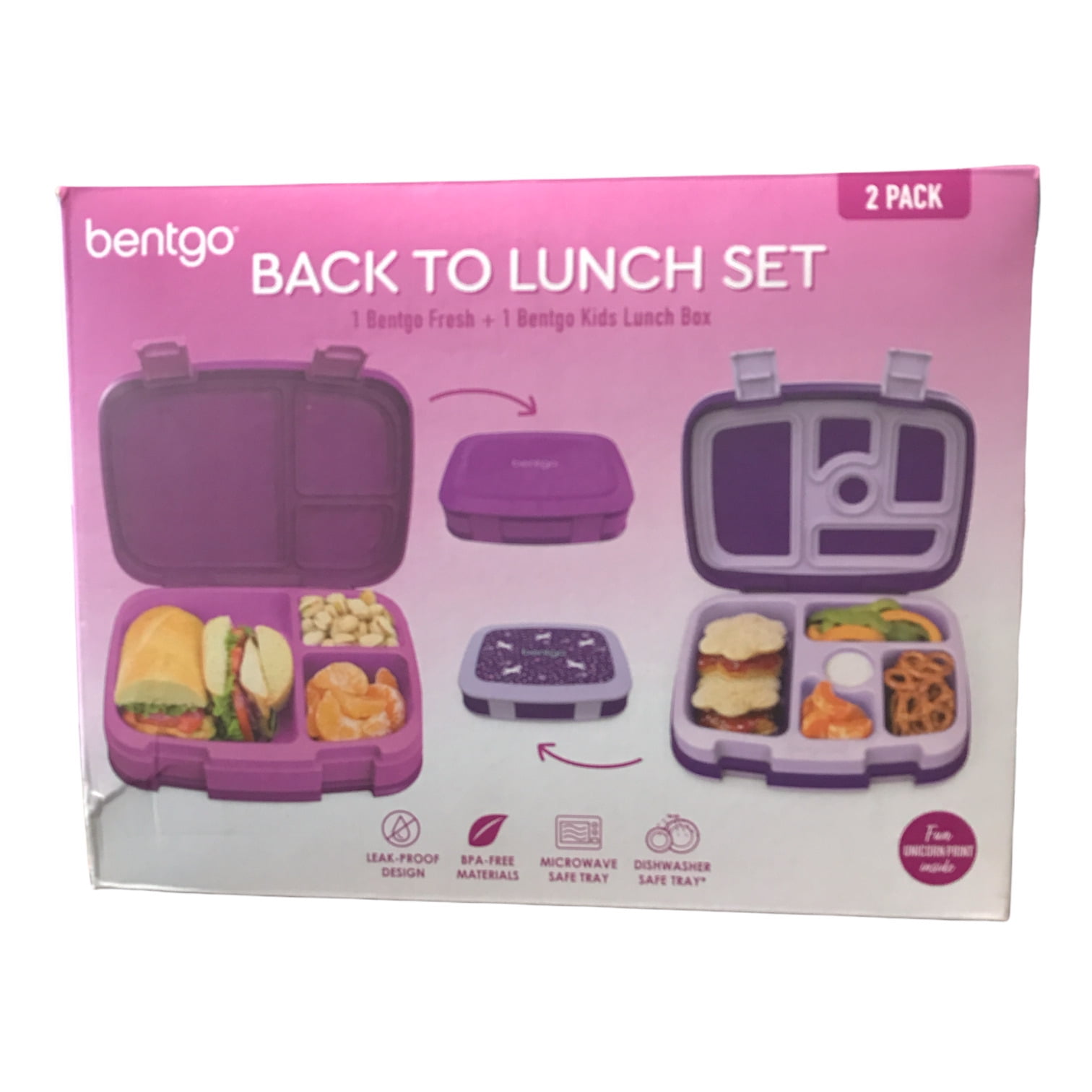 Bentgo Kids Bento Lunch Box 2-Pack - Unicorn