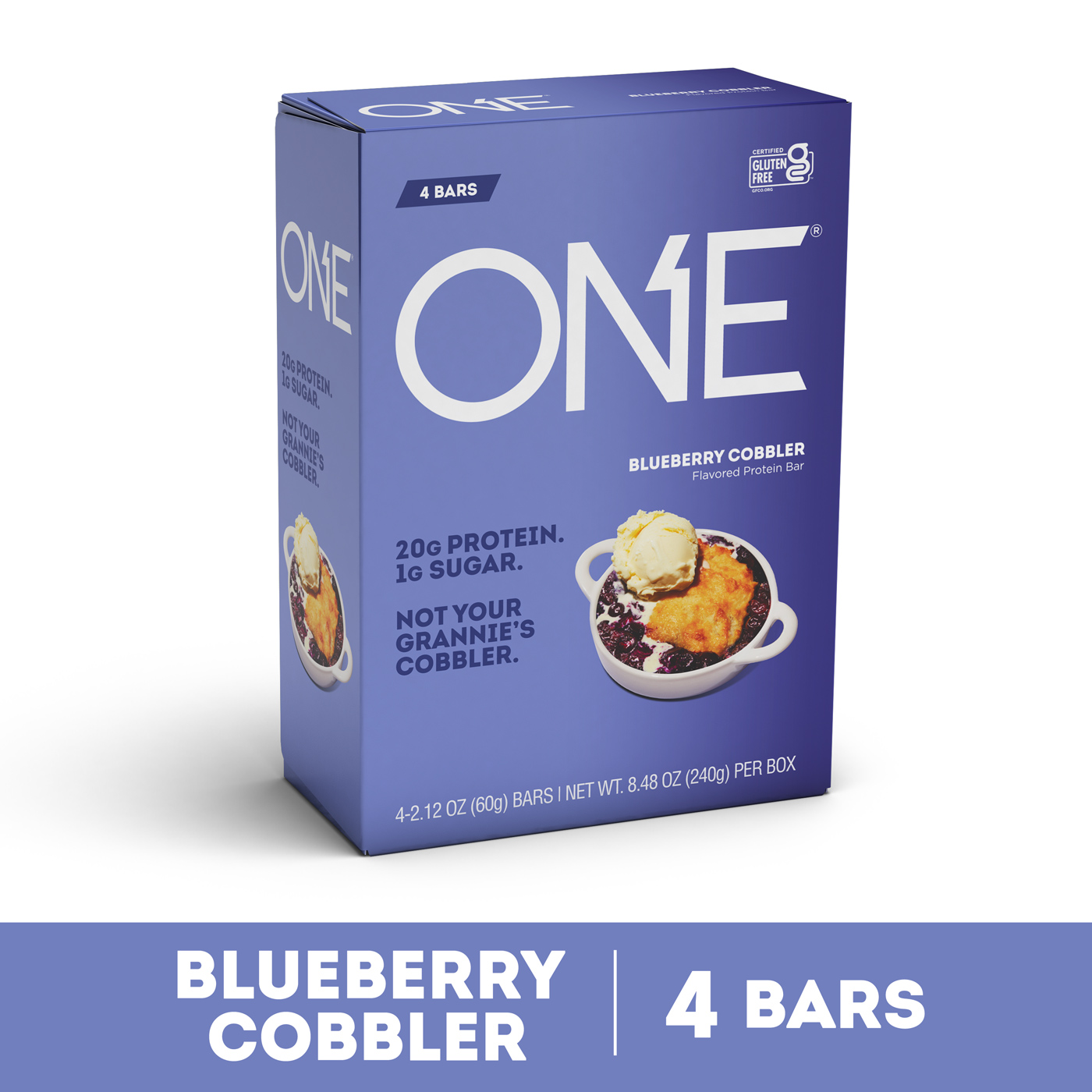 One Blueberry Cobbler Protein Bar, 20g Protein, 2.12 oz., 4 Count - image 1 of 7