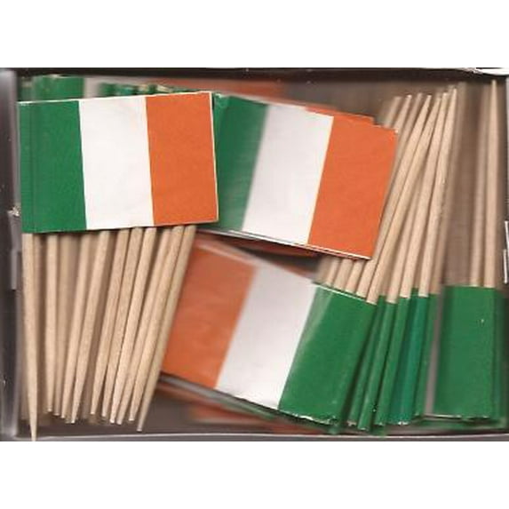 100 Ireland Toothpick Flags, 100 Cupcake Flag Toothpicks or Cocktail Picks
