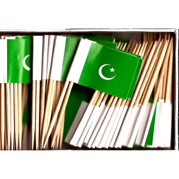 100 Pakistan Toothpick Flags, 100 Cupcake Flag Toothpicks or Cocktail Picks