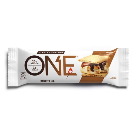 ONE Protein Bars, Smores, Gluten Free with 20g Protein and 1g Sugar, Pantry Staples, 2.12 oz (12 Count), Packaging May Vary