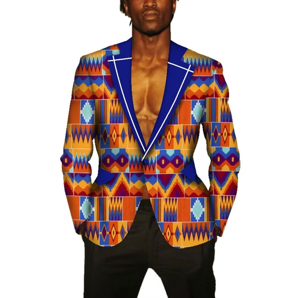 One Button Fancy Suit Blazer Jackets Formal Coat Dashiki Party African ...