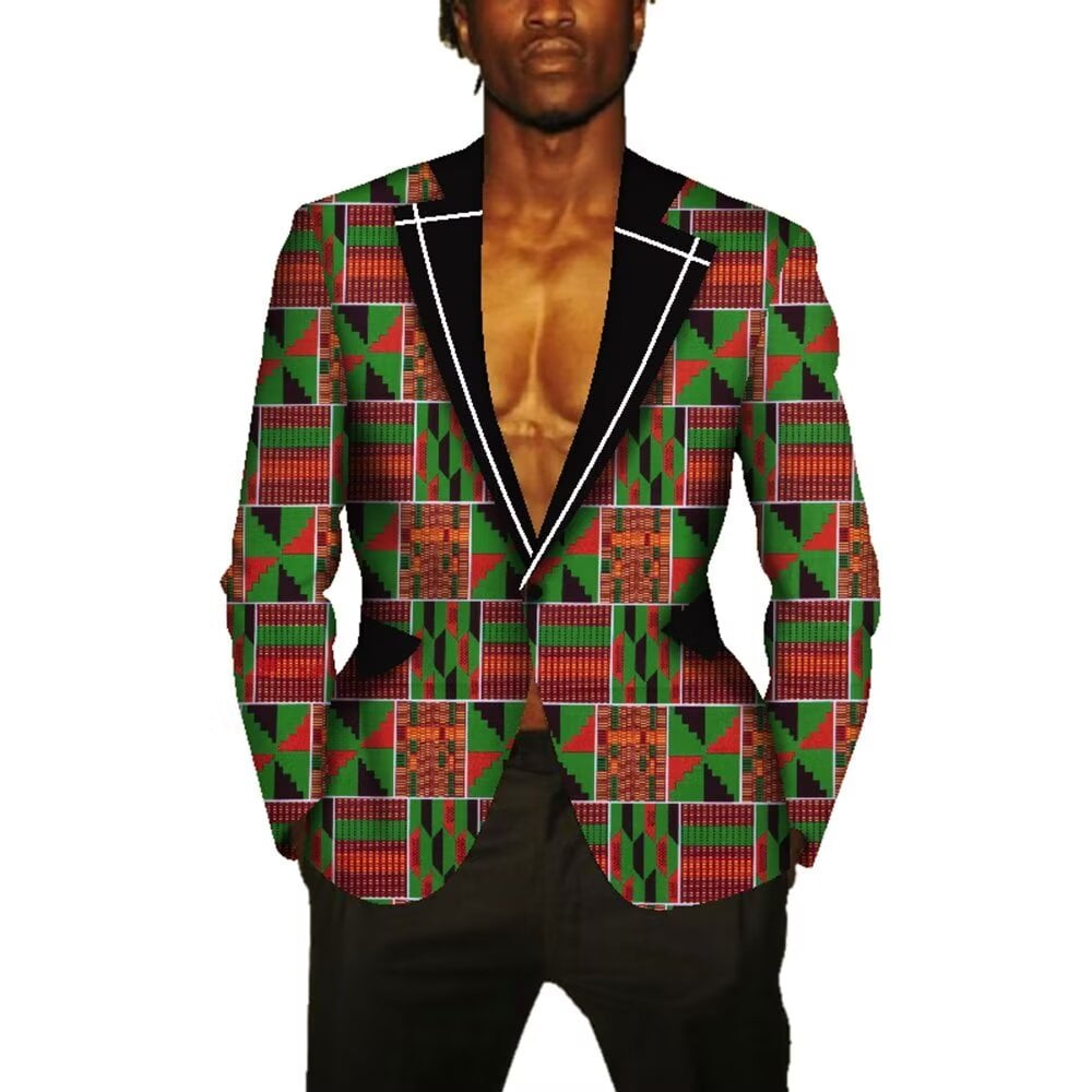 One Button Fancy Suit Blazer Jackets Formal Coat Dashiki Party African ...