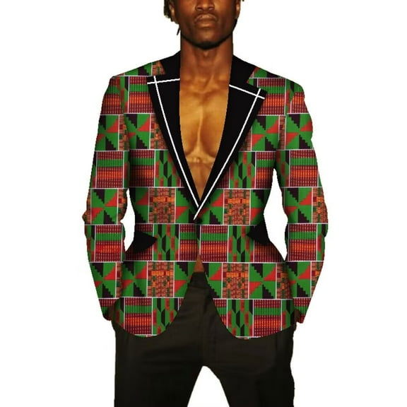 One Button Fancy Suit Blazer Jackets Formal Coat Dashiki Party African Men Clothing