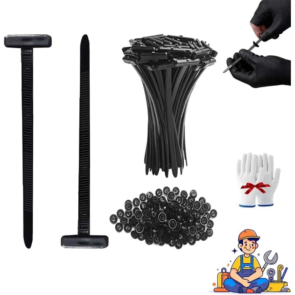 One Button Fastening Zip Ties, 50/100/150PCS Nylon Universal Cable Tie Buckle, Multifunctional Heavy-Duty Fastening Clip, UV Resistant T-Style Cable Buckles(50PCS)