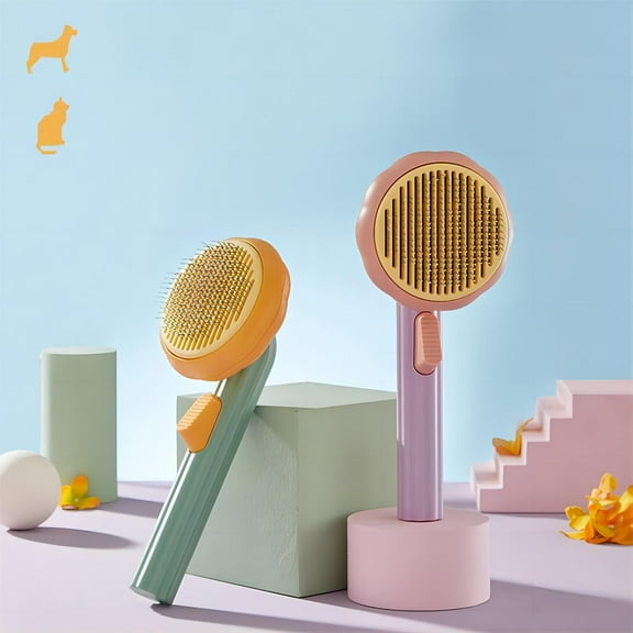 [One Button Hair Removal] Pet Grooming Brush, Pumpkin Shaped Cat Comb For Shedding Hair, Long & Short Haired Dogs, Cats & Rabbits