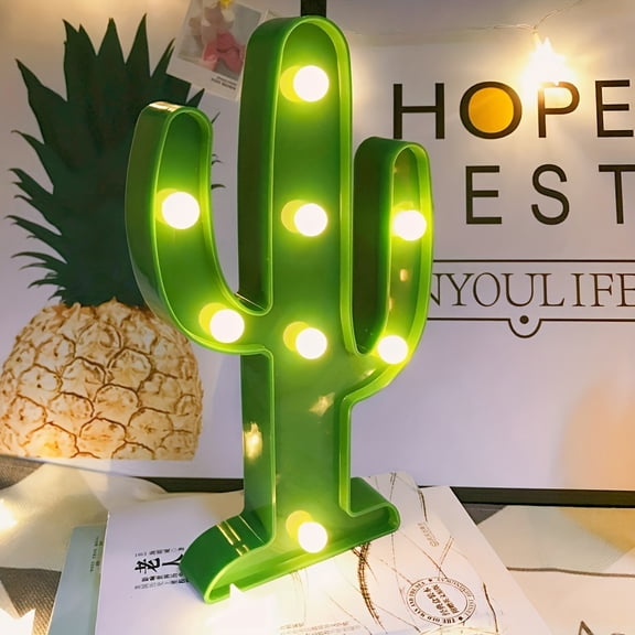 One Cactus LED Lamp, a Cactus Bedside Light, Suitable for Room, Bedroom, Party, Garden Home Decoration (Green), May 5Th Festival, Mexican Day of The Dead
