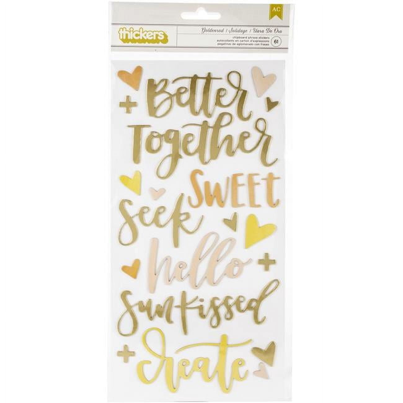 One Canoe Two Goldenrod Thickers Stickers 5.5"X11" 61/Pkg-Phrase/Gold Foiled Chipboard