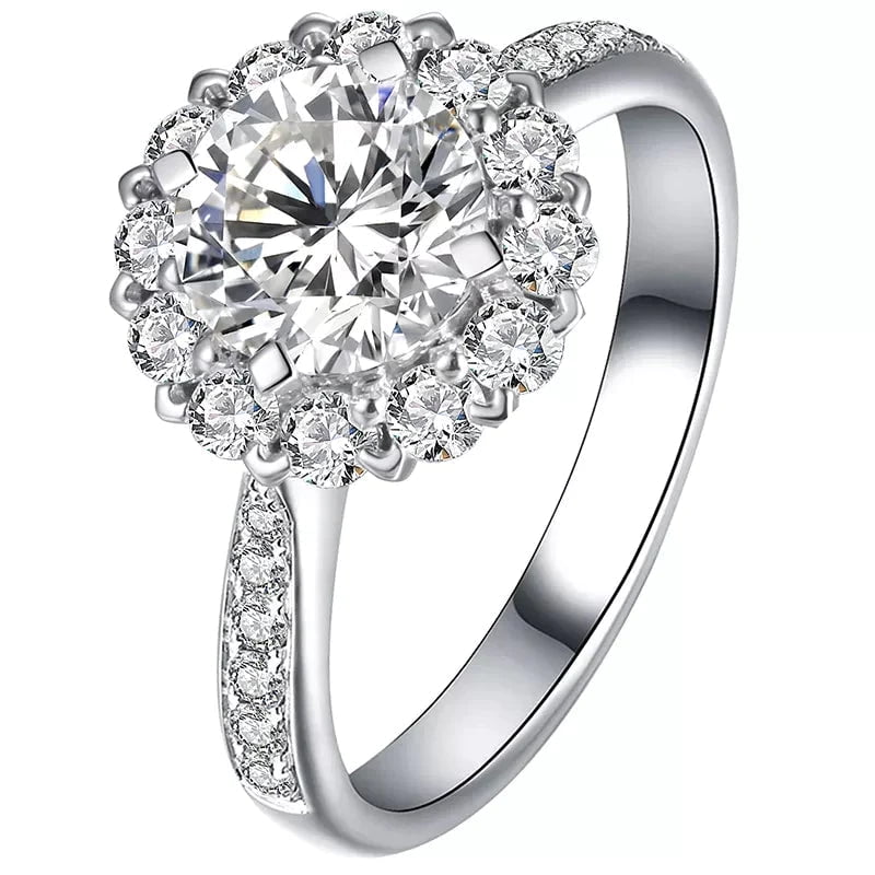 One Carat Brilliant Round Cut Lab Created Diamond Bright Halo