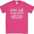 thumbnail image 1 of One Cat Away From Crazy T-Shirt Funny Feline Kitten Animal Lover Text Tee - Pink, L, 1 of 1