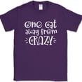 thumbnail image 1 of One Cat Away From Crazy T-Shirt Funny Feline Kitten Animal Lover Text Tee - Purple, 3XL, 1 of 1