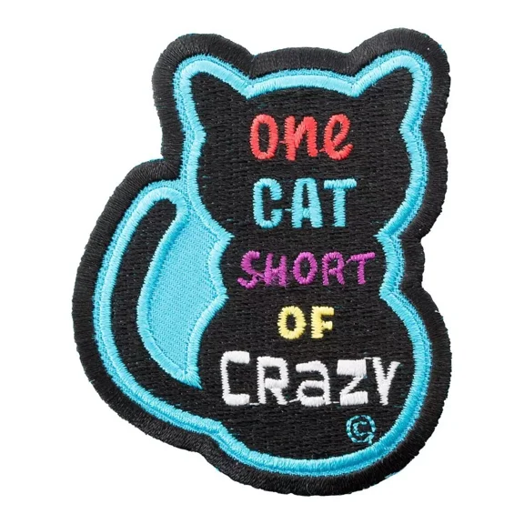 One Cat, Black, Blue, Short Of Crazy Patch, Animal Lover Patches