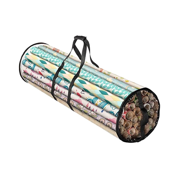 One Christmas Wrapping Paper Storage Bag, Which Can Hold 24 Rolls of Wallpaper, Gift Certificates, Etc., Is Suitable for Christmas Storage And Organization.