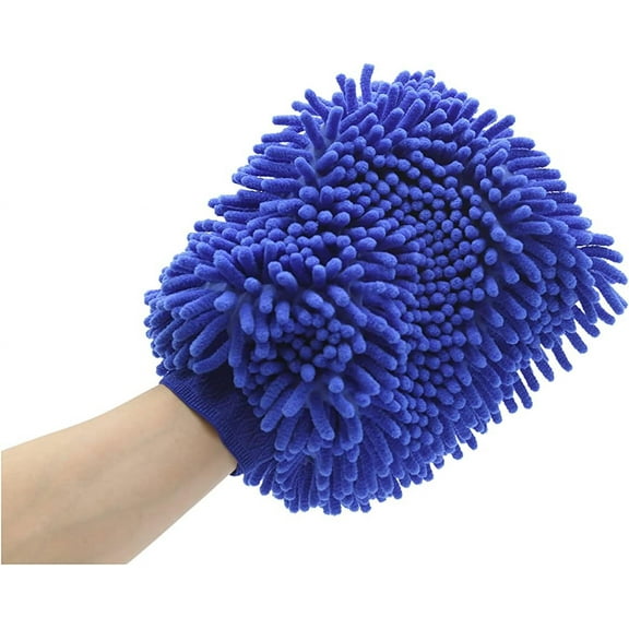One Classic Auto Deluxe Microfiber Chenille Car Wash Mitt, Scratch-Free, Lint-Free, 8in x 10.5in, Remove Bugs or Dirt, for Cars & Truck & Motorcycle, 1/Pack, Blue