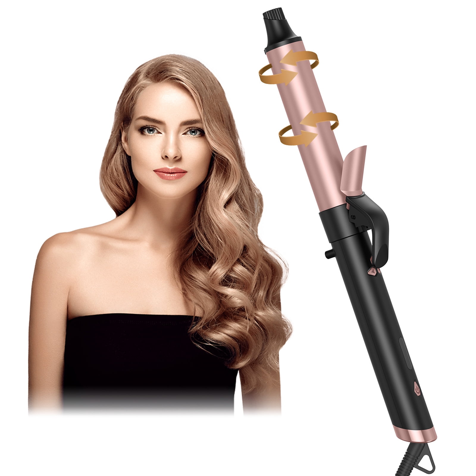 One-Click Automatic Hair Curler, Professional Rotating Curling Wand for Bouncy, Long-Lasting Curls, Anti-Scald Styling Tool with 4 Temperature Settings for All Hair Types