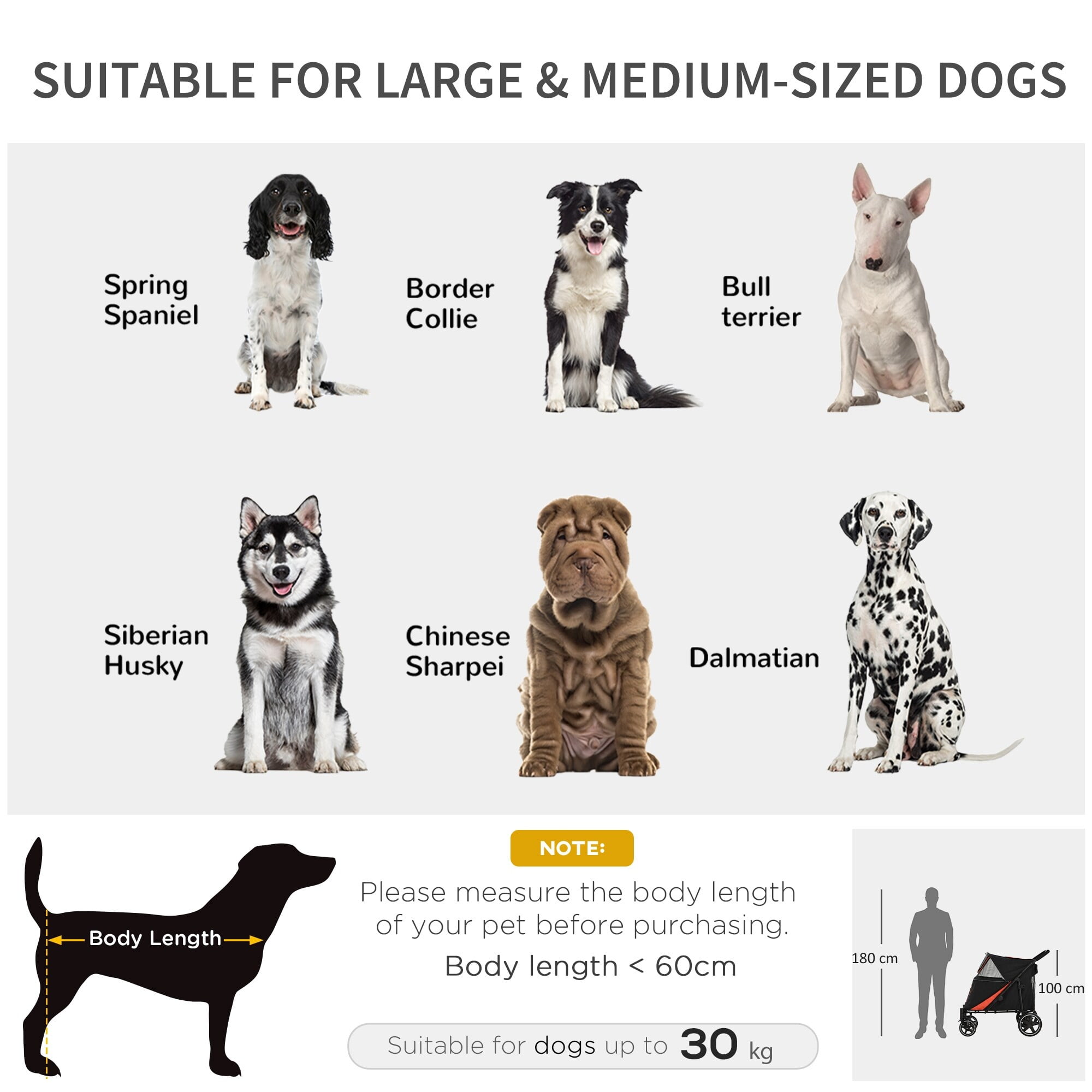 Black Foldable Large Dog Stroller with Mesh Windows