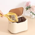 thumbnail image 1 of One-Click Opening Scooping Litter Bin, ZzCityTK Durable Closed Litter Pan with Detachable Buckets, Portable Litter Box for Cat Waste Odor Control, Khaki, 1 of 6